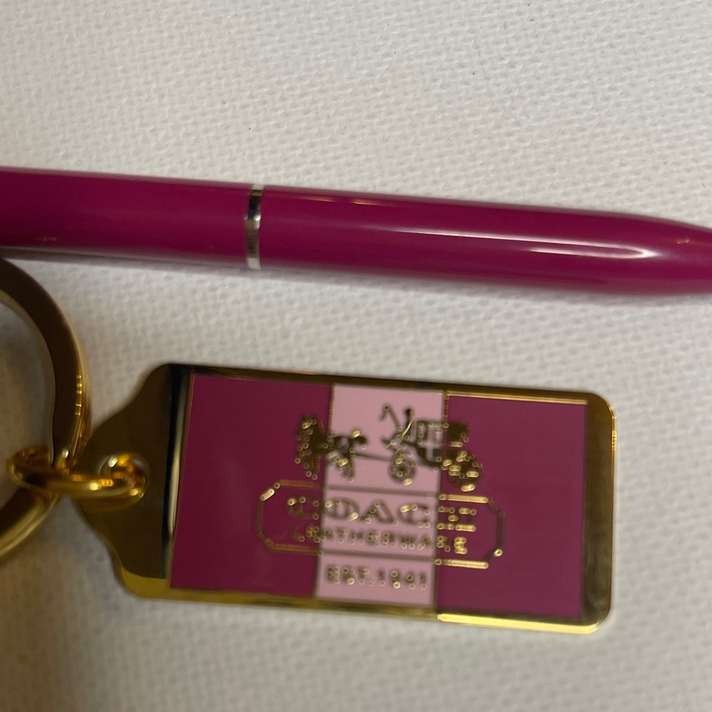 Coach Fuchsia Pen and Keychain Set with Gold Accents and a Coach Fuchsia Pen - Picture 2 of 4